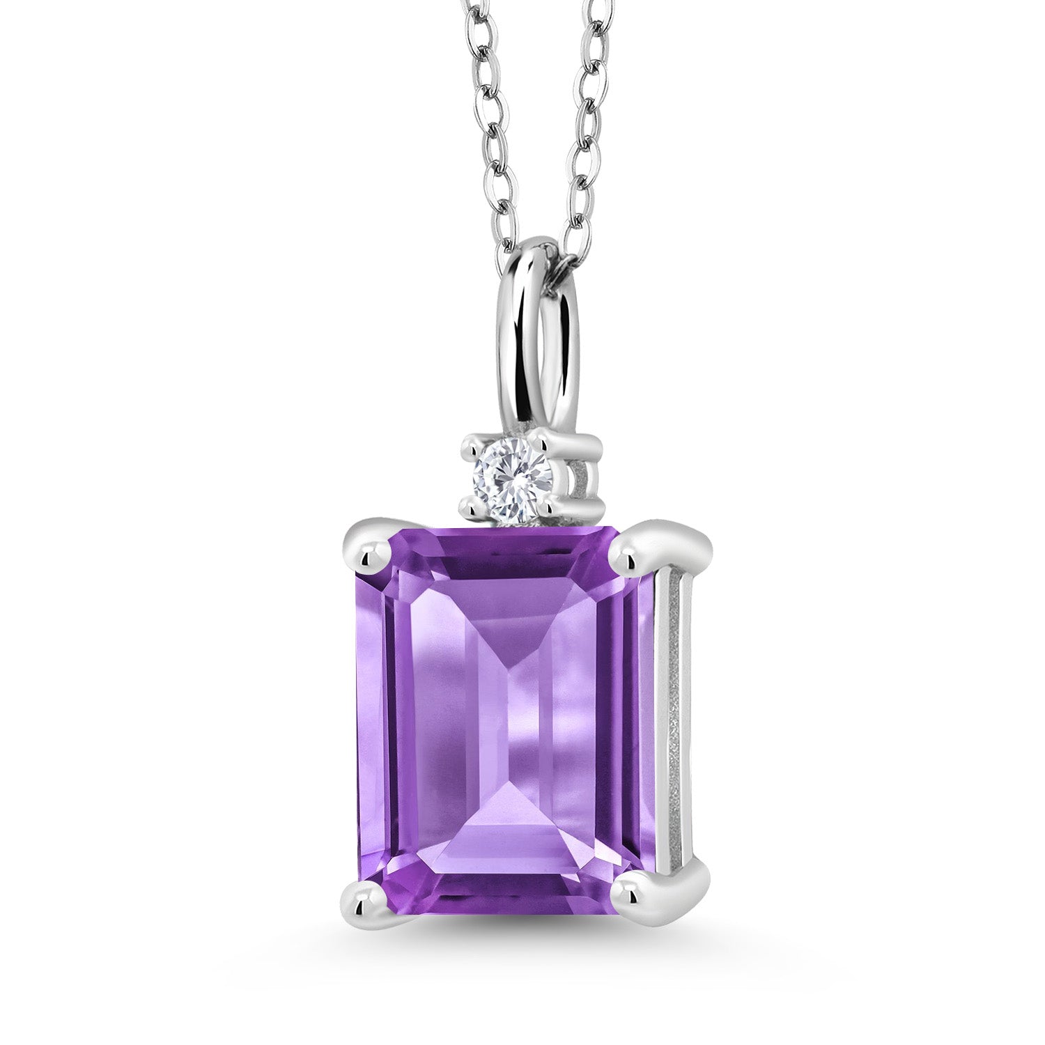 Amethyst and Zirconia_925 Sterling Silver_Pendant in 925 Sterling Silver