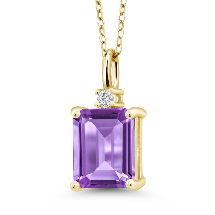 Amethyst - February_925 Yellow Gold Plated Silver_Pendant in 925 Yellow Gold Plated Silver