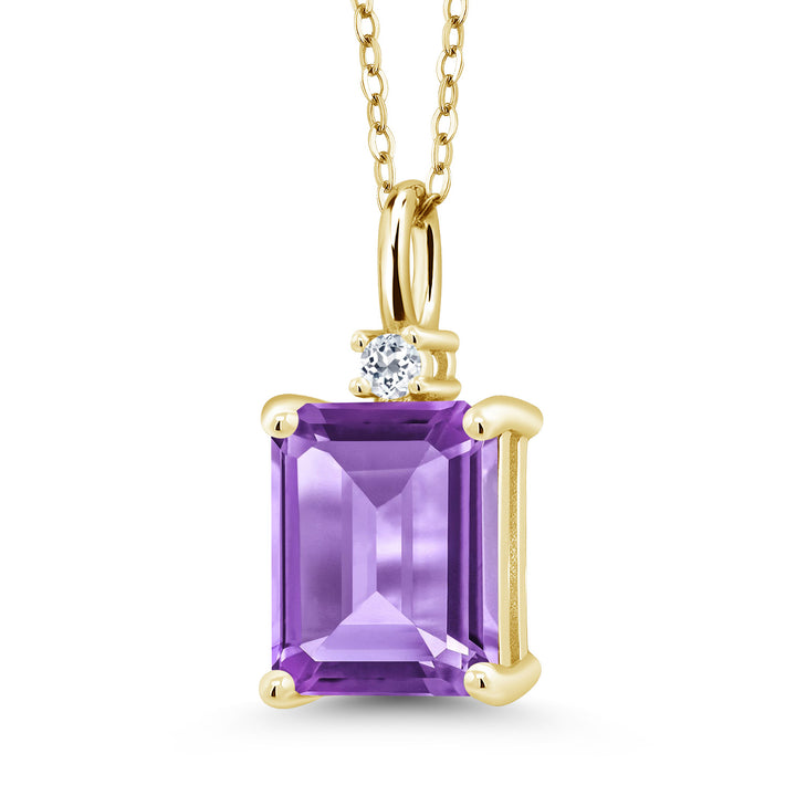 Amethyst - February_925 Yellow Gold Plated Silver_Pendant in 925 Yellow Gold Plated Silver
