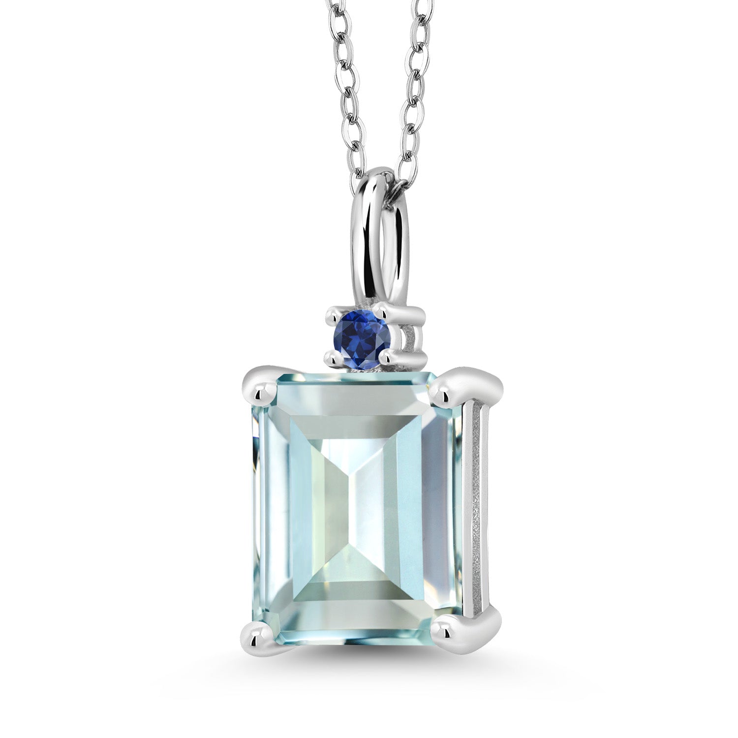 Created Aquamarine - March_925 Sterling Silver_Pendant in 925 Sterling Silver