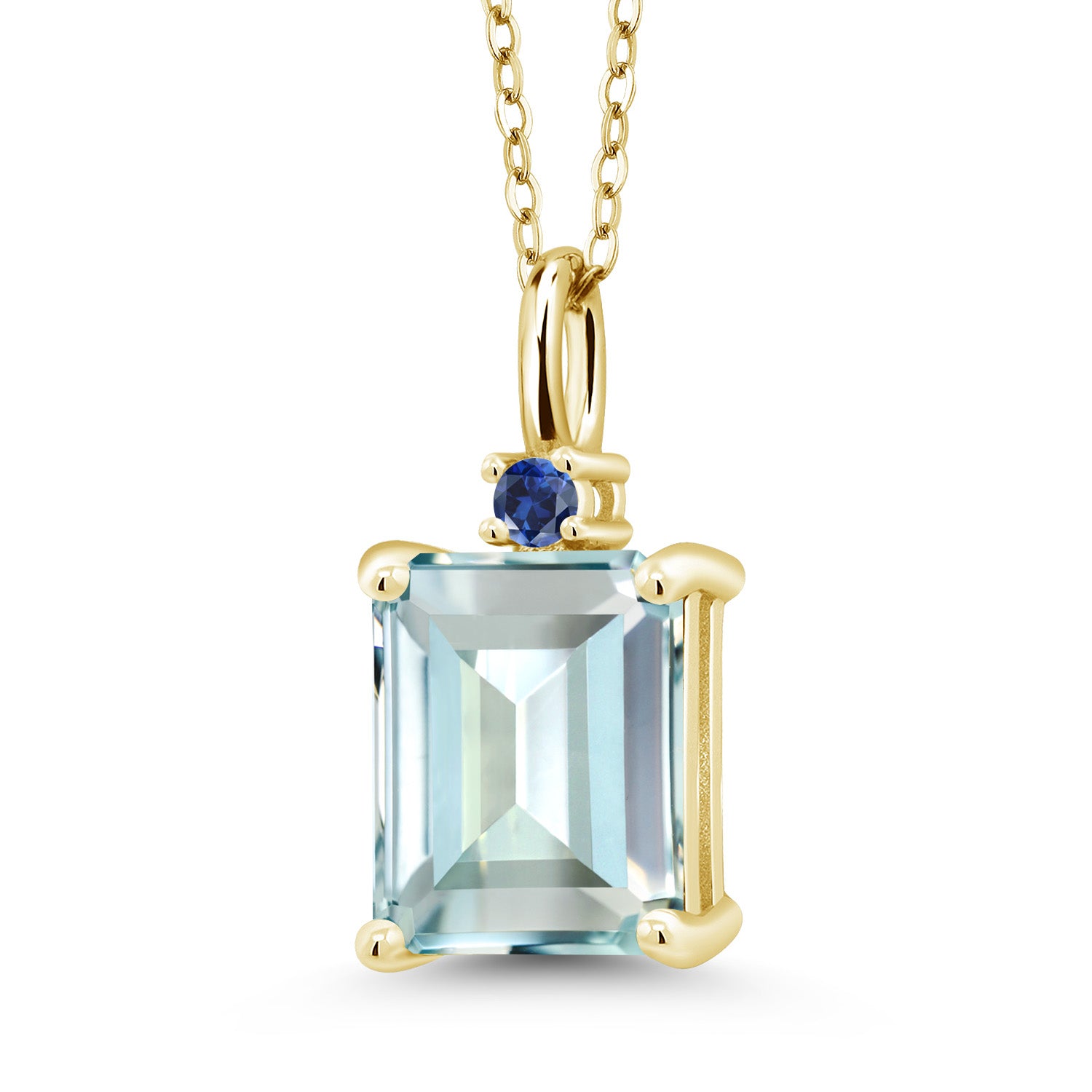 Created Aquamarine - March_925 Yellow Gold Plated Silver_Pendant in 925 Yellow Gold Plated Silver