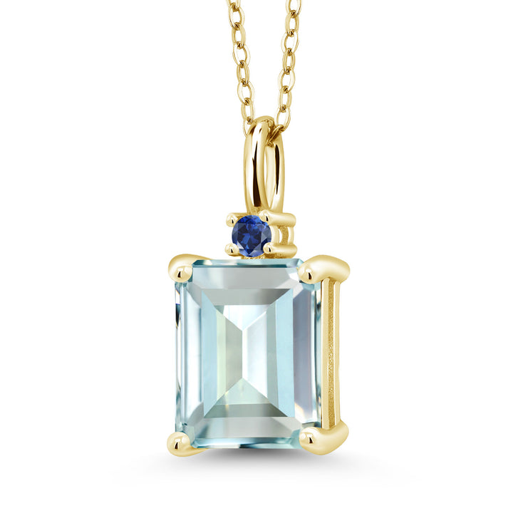 Created Aquamarine - March_925 Yellow Gold Plated Silver_Pendant in 925 Yellow Gold Plated Silver