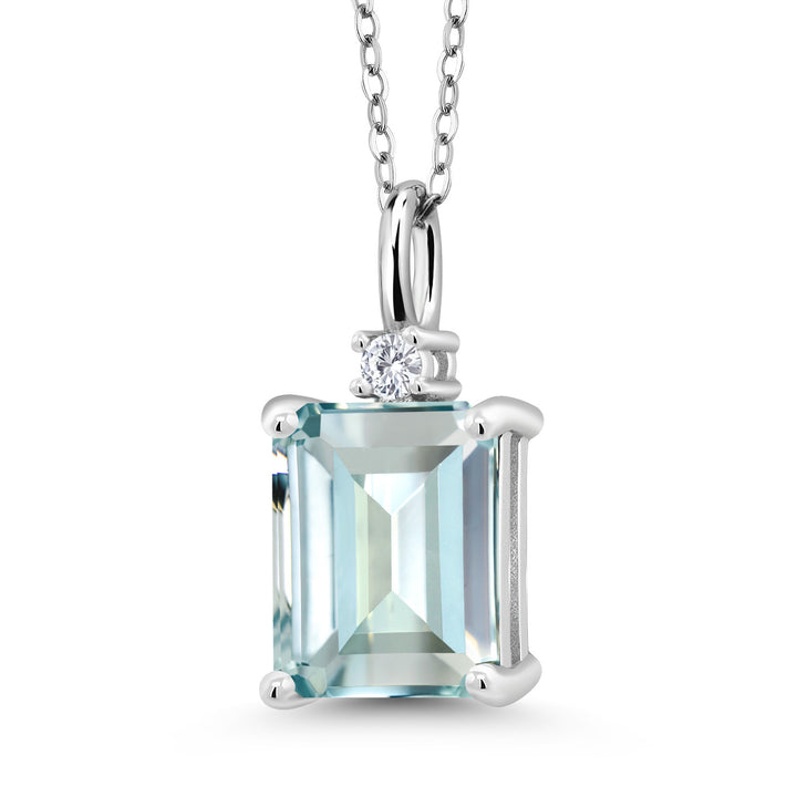 Created Aquamarine - March_925 Sterling Silver_Pendant in 925 Sterling Silver