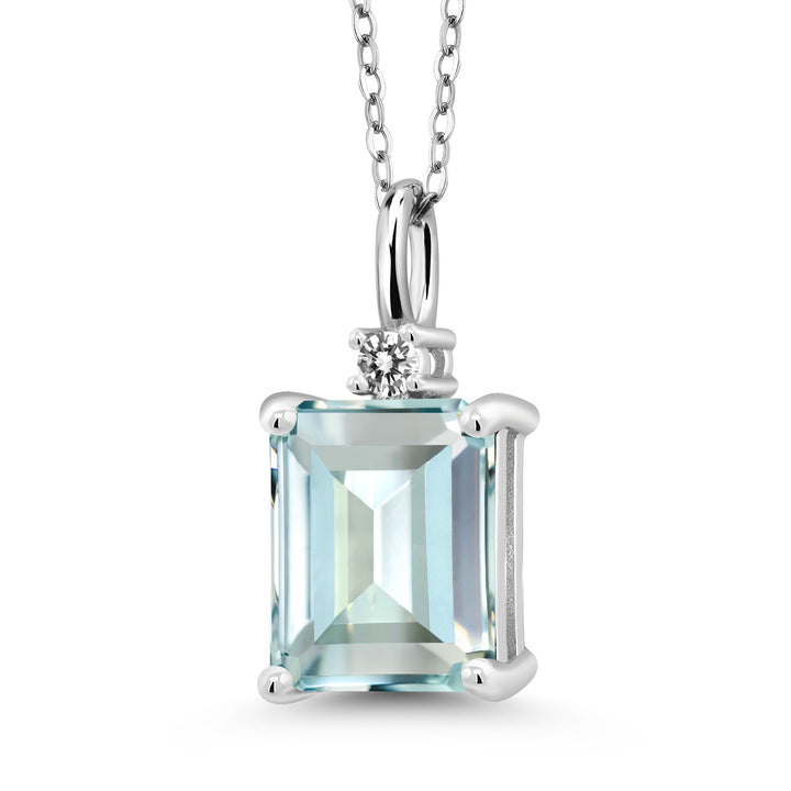 Created Aquamarine - March_925 Sterling Silver_Pendant in 925 Sterling Silver