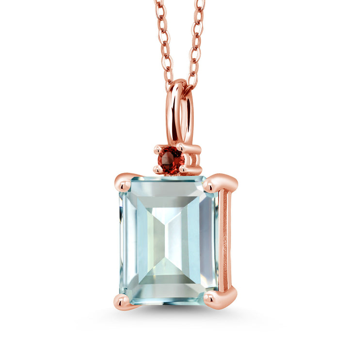 Created Aquamarine - March_925 Rose Gold Plated Silver_Pendant in 925 Rose Gold Plated Silver