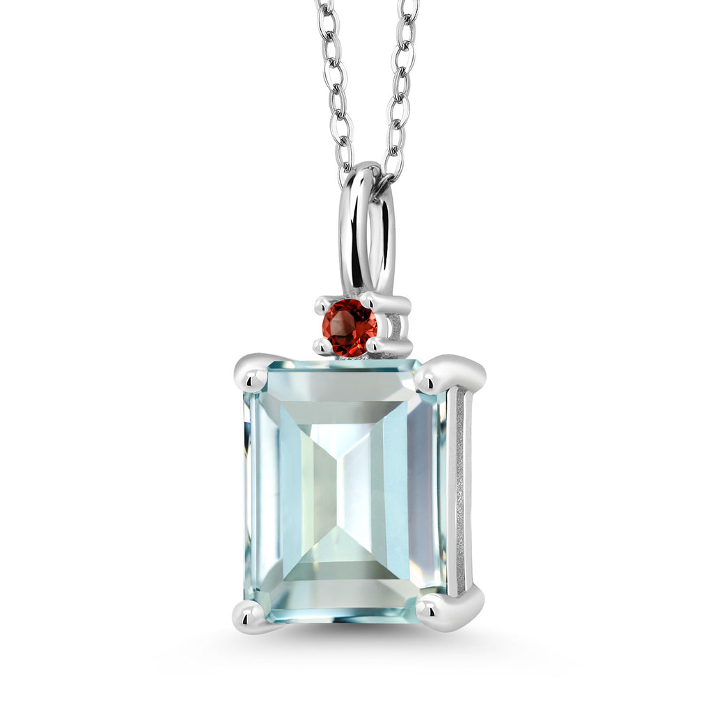 Created Aquamarine - March_925 Sterling Silver_Pendant in 925 Sterling Silver