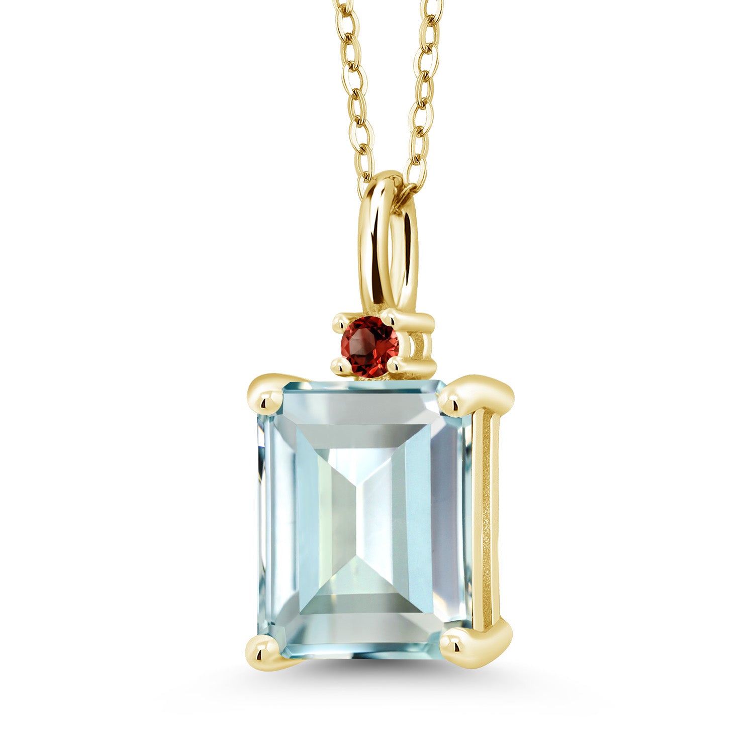 Created Aquamarine - March_925 Yellow Gold Plated Silver_Pendant in 925 Yellow Gold Plated Silver