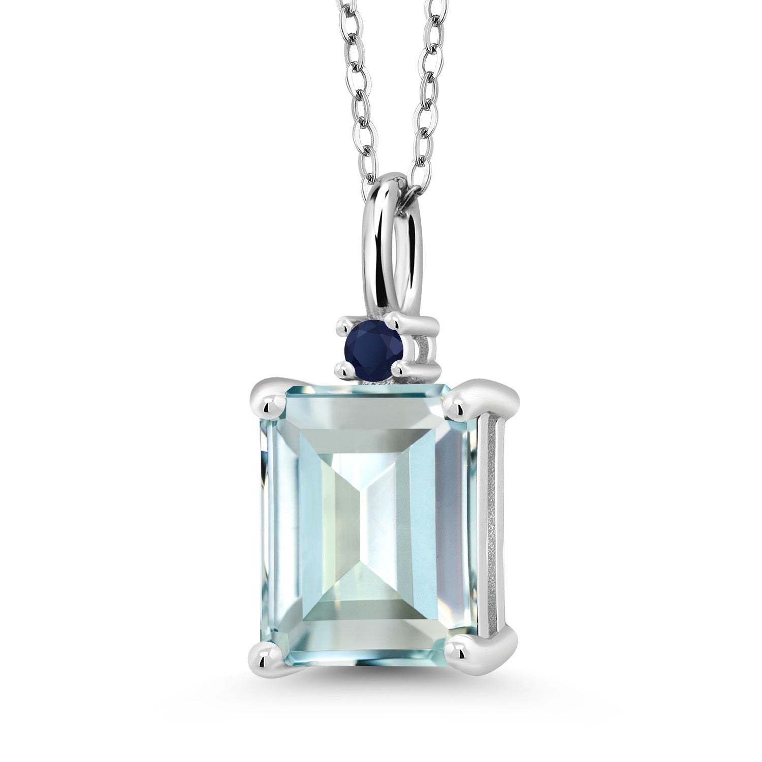Created Aquamarine - March_925 Sterling Silver_Pendant in 925 Sterling Silver