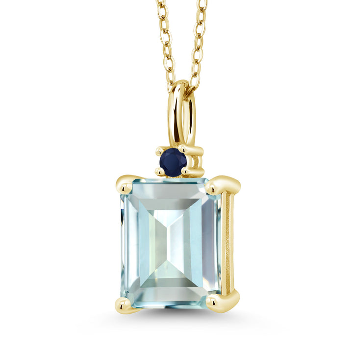 Created Aquamarine - March_925 Yellow Gold Plated Silver_Pendant in 925 Yellow Gold Plated Silver