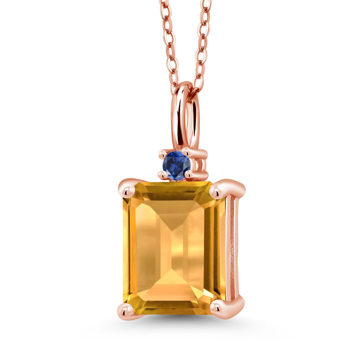Citrine - November_925 Rose Gold Plated Silver_Pendant in 925 Rose Gold Plated Silver