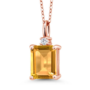 Citrine - November_925 Rose Gold Plated Silver_Pendant in 925 Rose Gold Plated Silver
