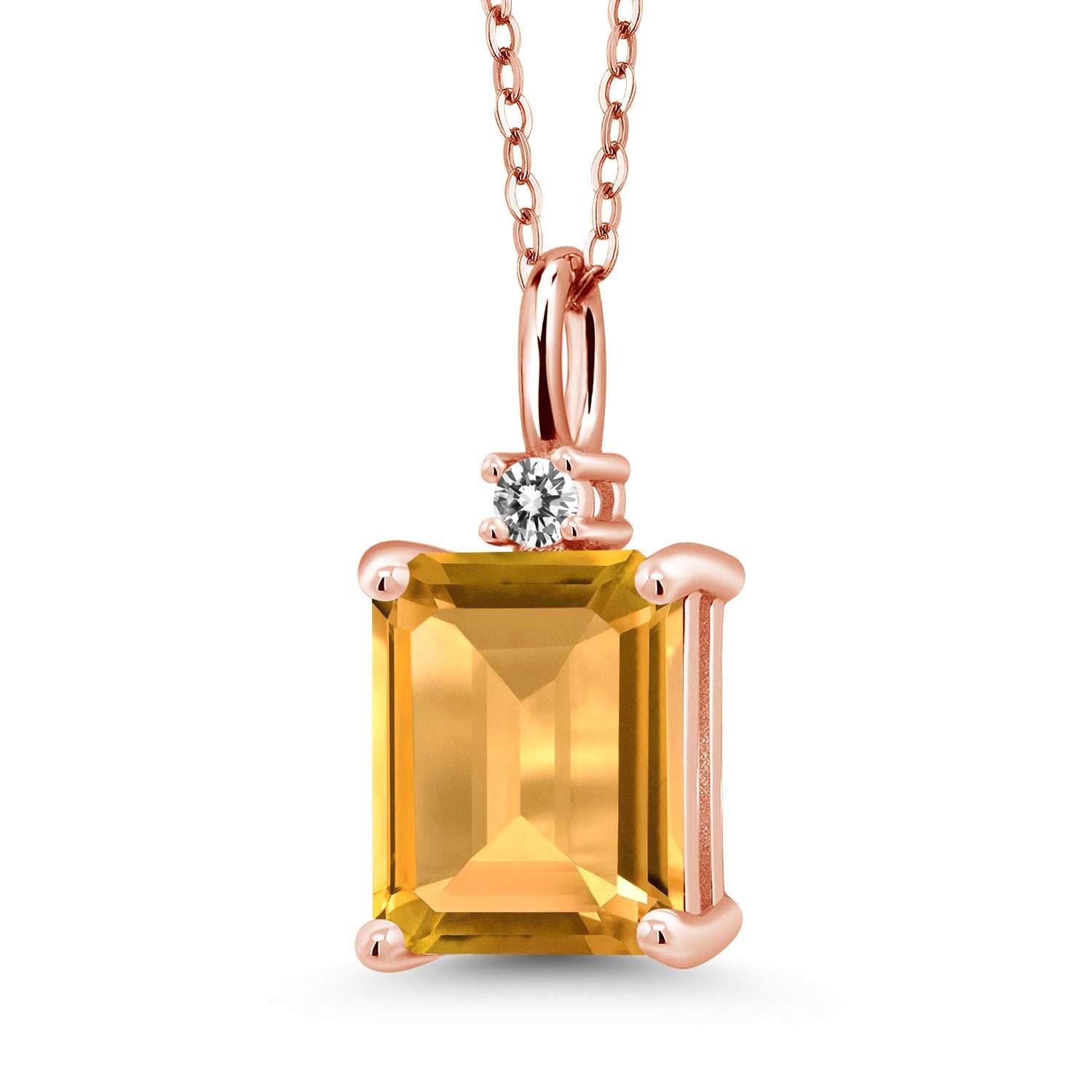 Citrine - November_925 Rose Gold Plated Silver_Pendant in 925 Rose Gold Plated Silver
