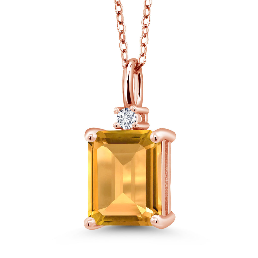 Citrine - November_925 Rose Gold Plated Silver_Pendant in 925 Rose Gold Plated Silver