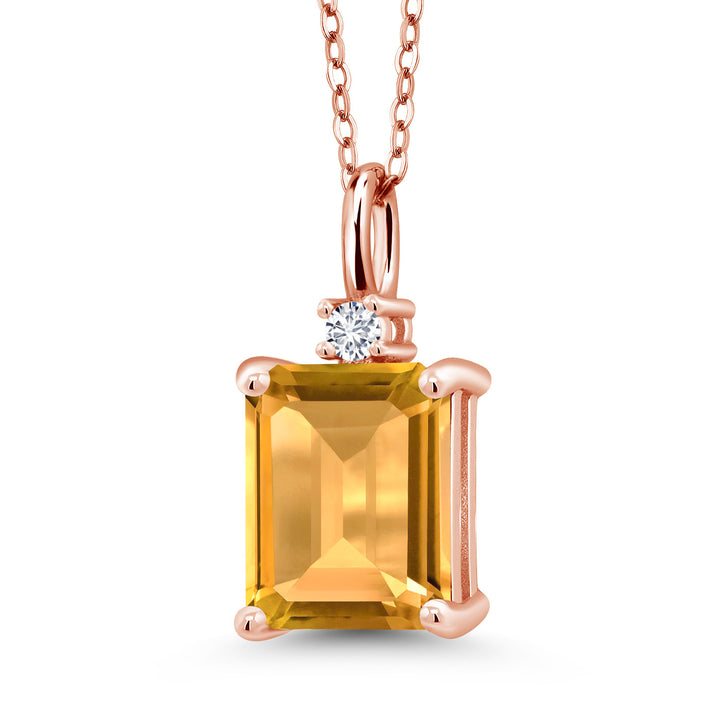 Citrine - November_925 Rose Gold Plated Silver_Pendant in 925 Rose Gold Plated Silver