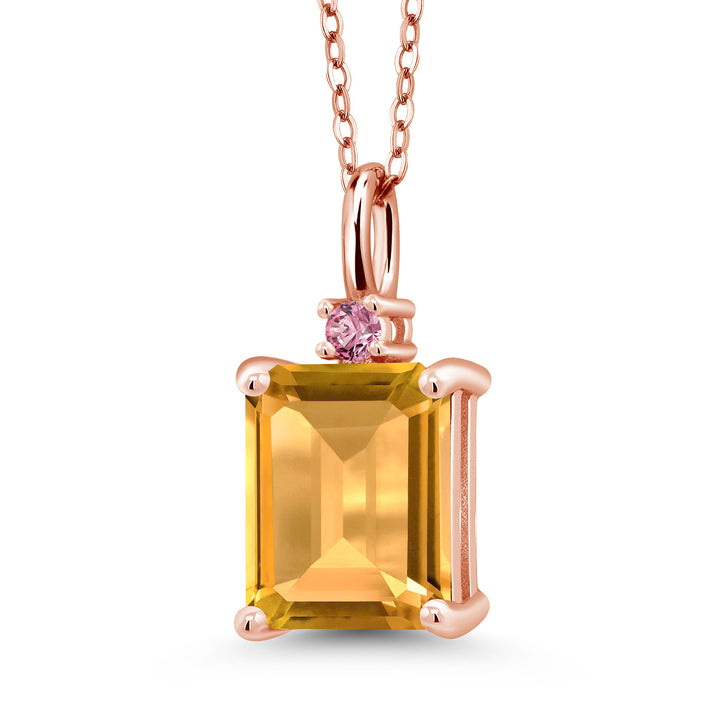 Citrine - November_925 Rose Gold Plated Silver_Pendant in 925 Rose Gold Plated Silver
