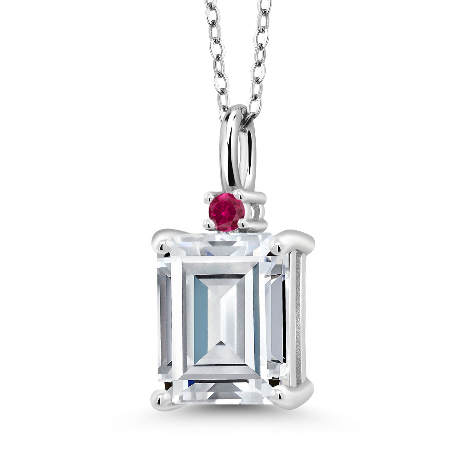 Moissanite and Created Ruby_925 Sterling Silver_Pendant in 925 Sterling Silver
