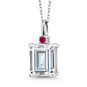 Moissanite and Created Ruby_925 Sterling Silver_Pendant in 925 Sterling Silver