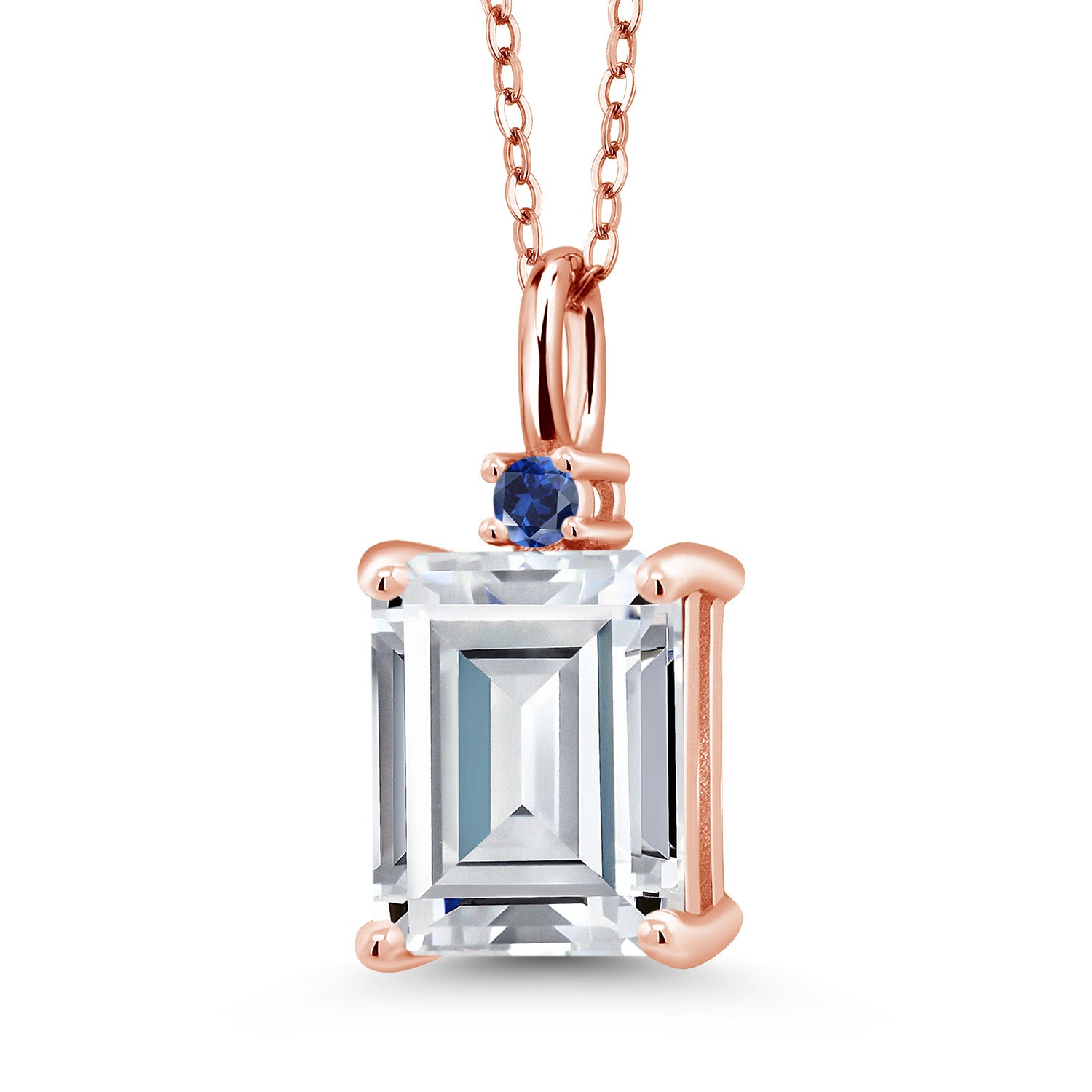 White Moissanite - April_925 Rose Gold Plated Silver_Pendant in 925 Rose Gold Plated Silver