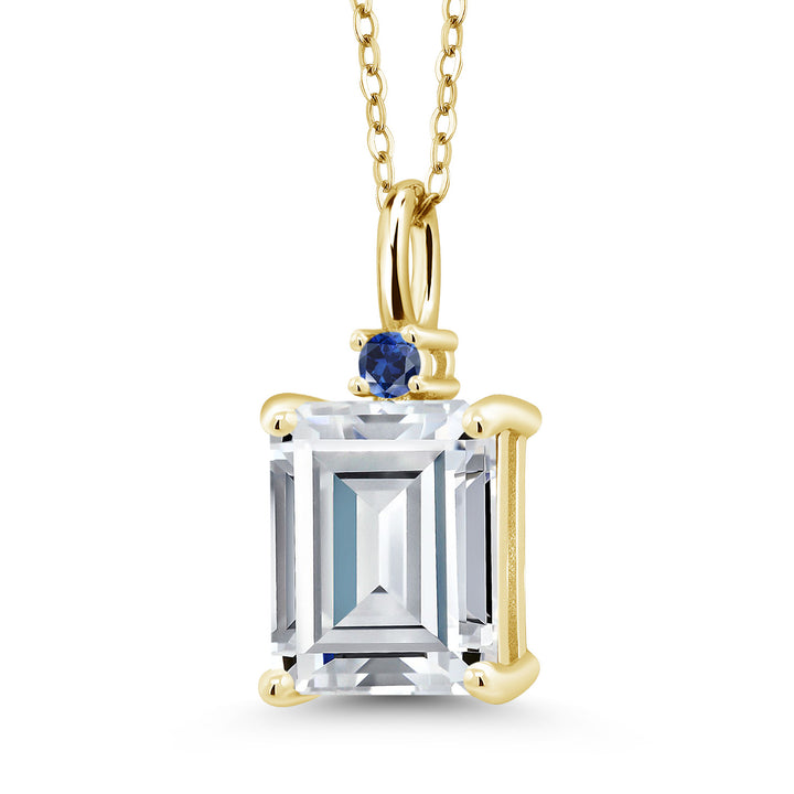 White Moissanite - April_925 Yellow Gold Plated Silver_Pendant in 925 Yellow Gold Plated Silver