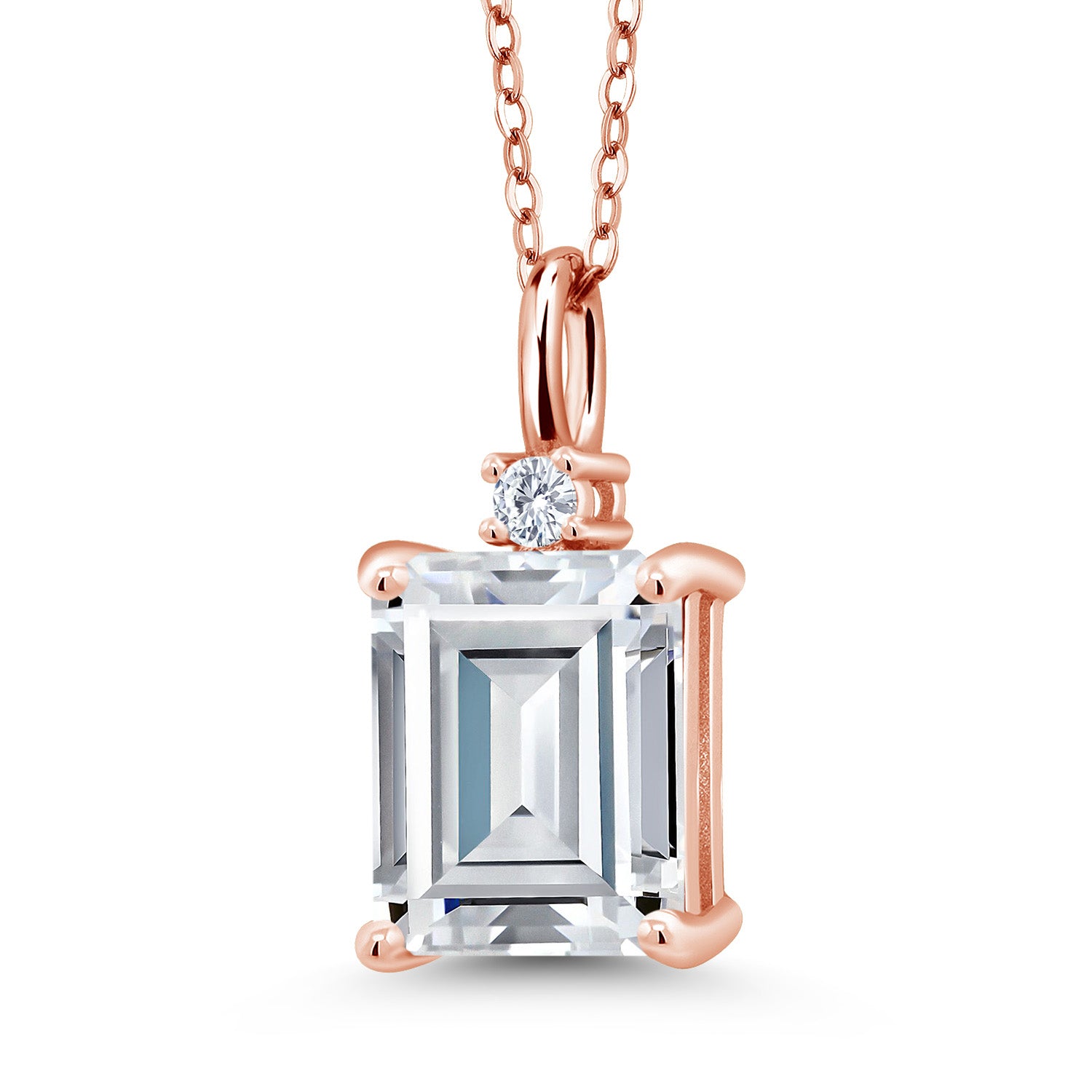 White Moissanite - April_925 Rose Gold Plated Silver_Pendant in 925 Rose Gold Plated Silver