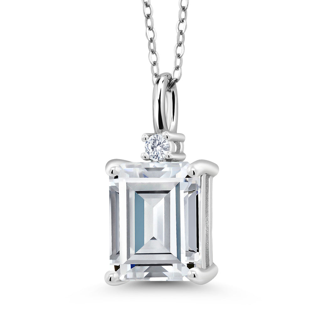White Moissanite - April_925 Sterling Silver_Pendant in 925 Sterling Silver