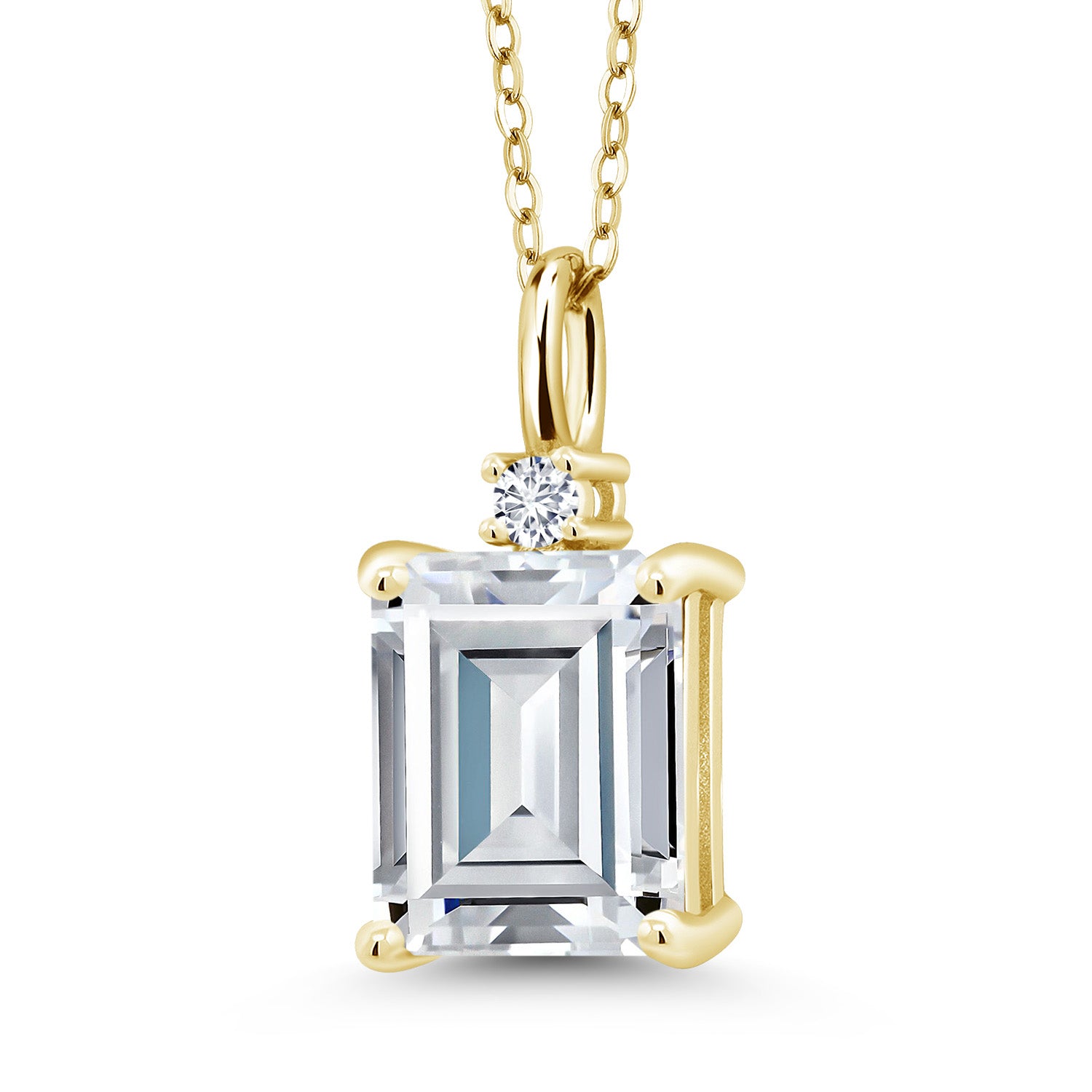White Moissanite - April_925 Yellow Gold Plated Silver_Pendant in 925 Yellow Gold Plated Silver