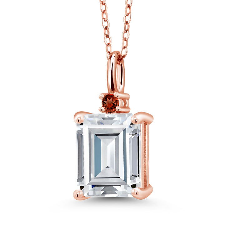 White Moissanite - April_925 Rose Gold Plated Silver_Pendant in 925 Rose Gold Plated Silver