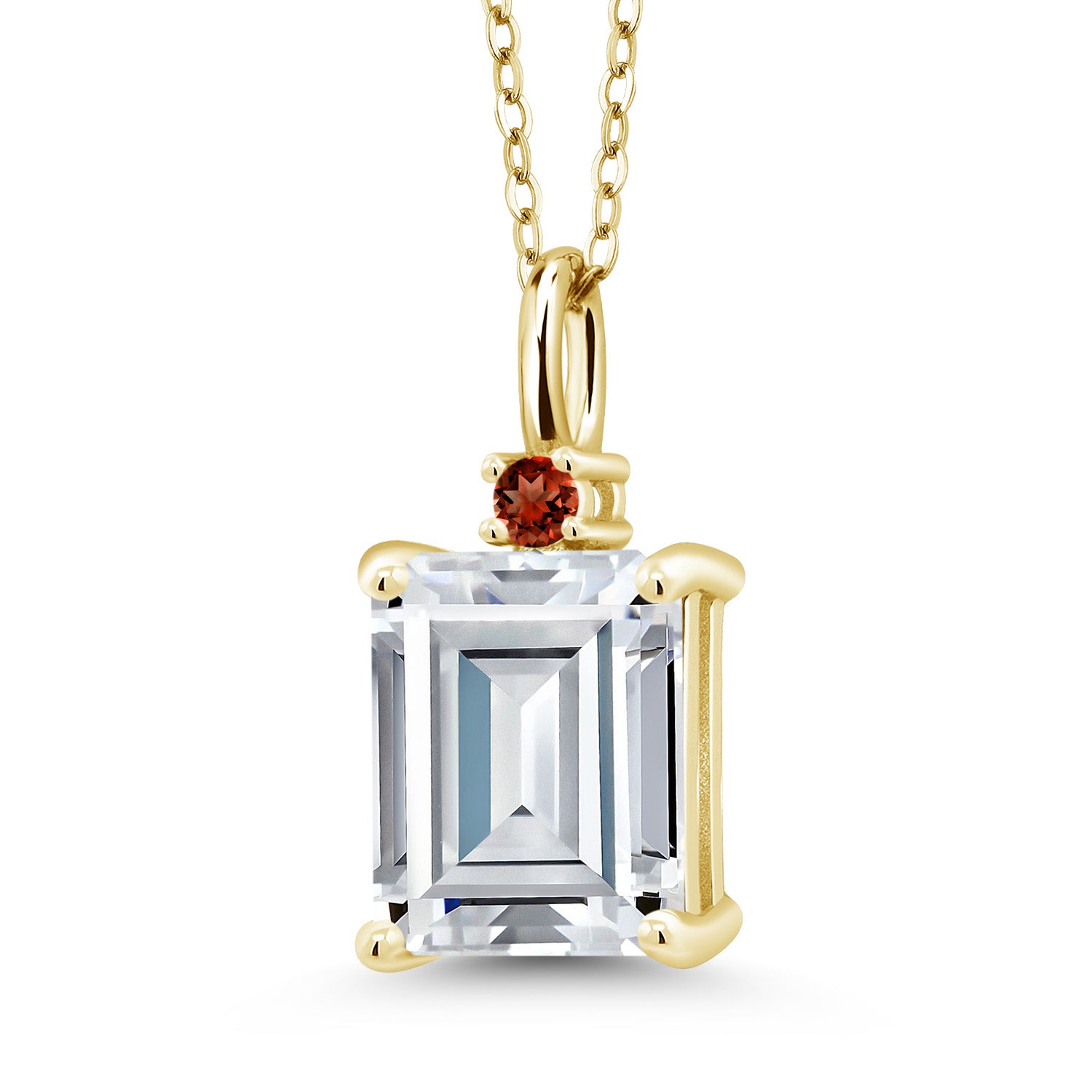White Moissanite - April_925 Yellow Gold Plated Silver_Pendant in 925 Yellow Gold Plated Silver