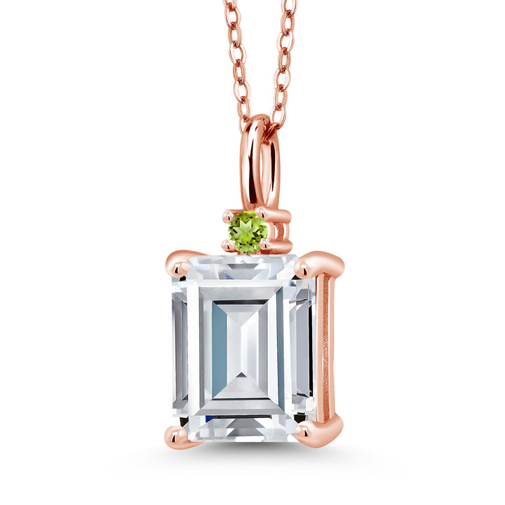 White Moissanite - April_925 Rose Gold Plated Silver_Pendant in 925 Rose Gold Plated Silver