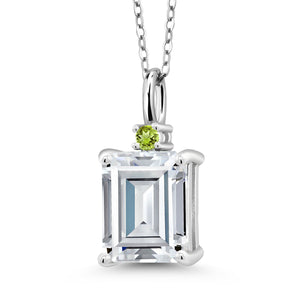 Moissanite and Peridot_925 Sterling Silver_Pendant in 925 Sterling Silver