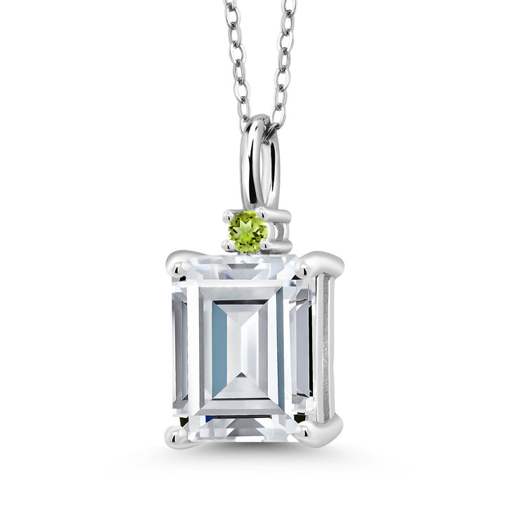 Moissanite and Peridot_925 Sterling Silver_Pendant in 925 Sterling Silver