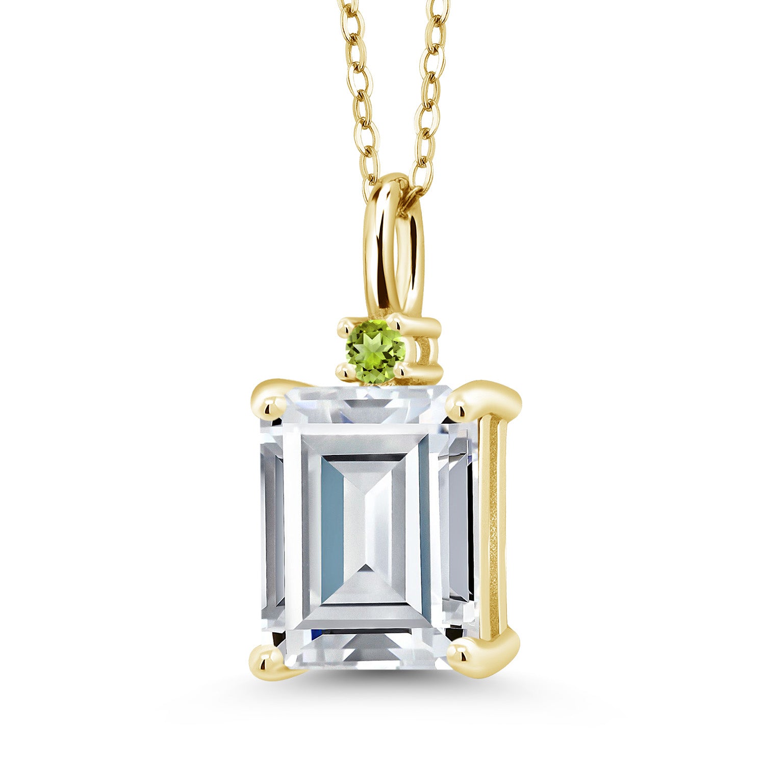 White Moissanite - April_925 Yellow Gold Plated Silver_Pendant in 925 Yellow Gold Plated Silver
