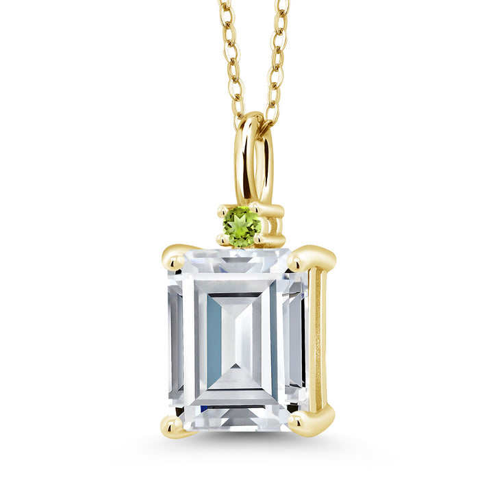 White Moissanite - April_925 Yellow Gold Plated Silver_Pendant in 925 Yellow Gold Plated Silver