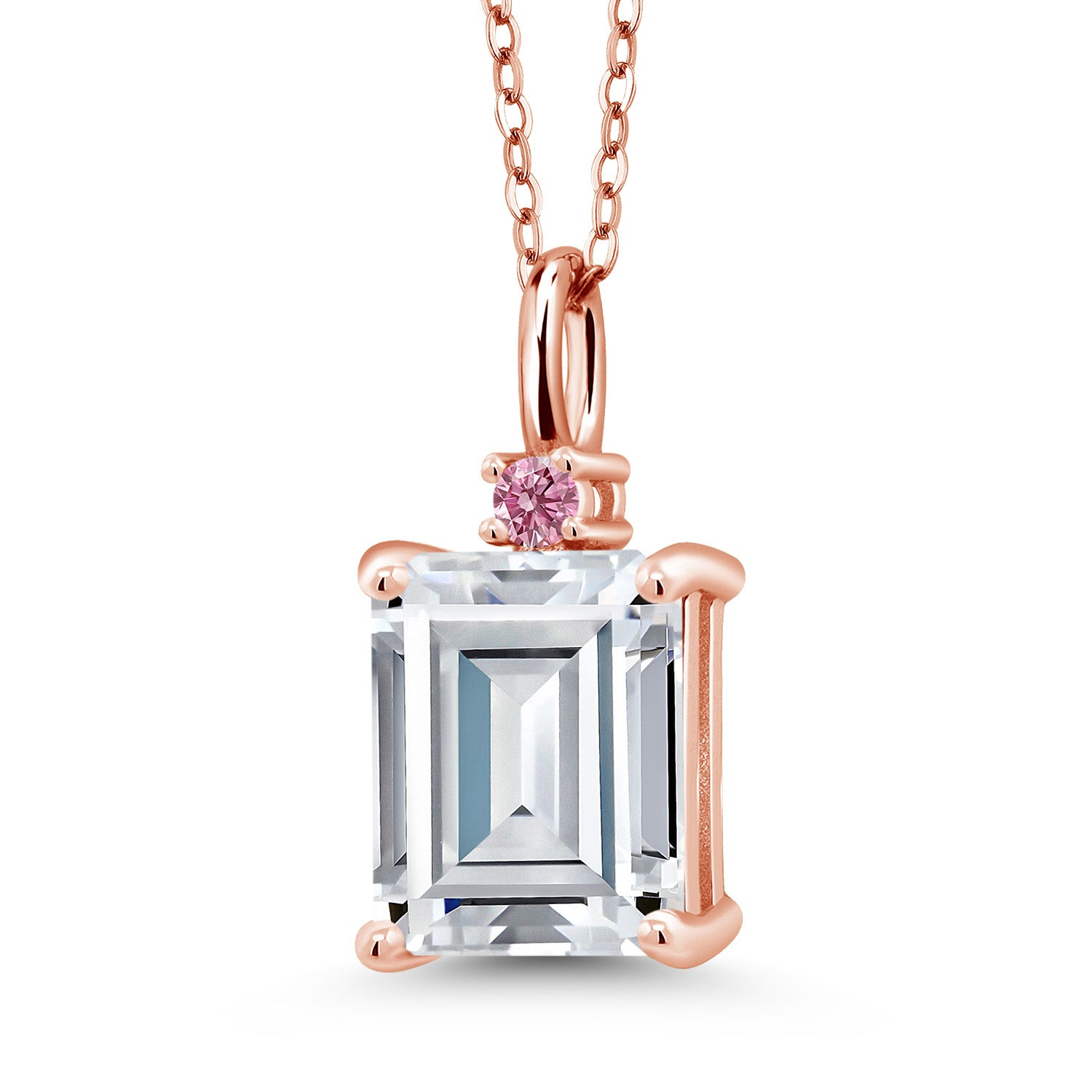 White Moissanite - April_925 Rose Gold Plated Silver_Pendant in 925 Rose Gold Plated Silver