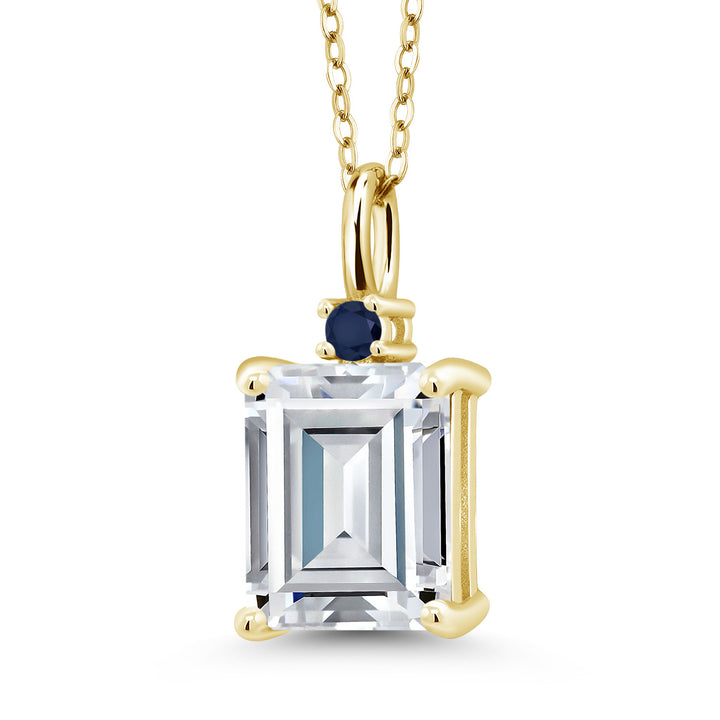 White Moissanite - April_925 Yellow Gold Plated Silver_Pendant in 925 Yellow Gold Plated Silver