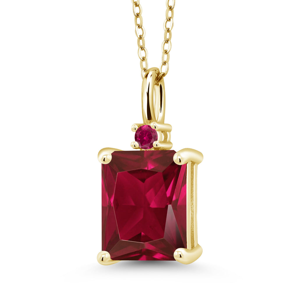 Created Ruby - July_925 Yellow Gold Plated Silver_Pendant in 925 Yellow Gold Plated Silver