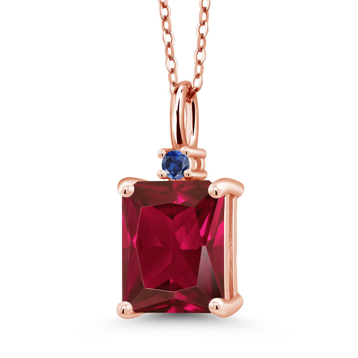 Created Ruby - July_925 Rose Gold Plated Silver_Pendant in 925 Rose Gold Plated Silver