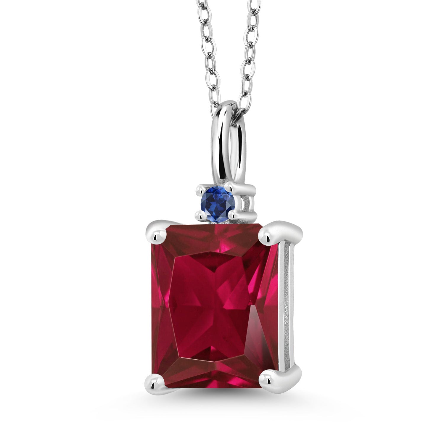Created Ruby - July_925 Sterling Silver_Pendant in 925 Sterling Silver