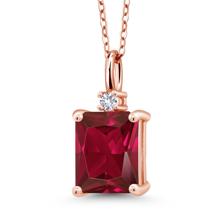 Created Ruby - July_925 Rose Gold Plated Silver_Pendant in 925 Rose Gold Plated Silver