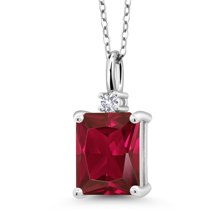 Created Ruby - July_925 Sterling Silver_Pendant in 925 Sterling Silver