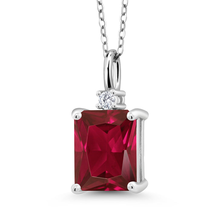 Created Ruby - July_925 Sterling Silver_Pendant in 925 Sterling Silver