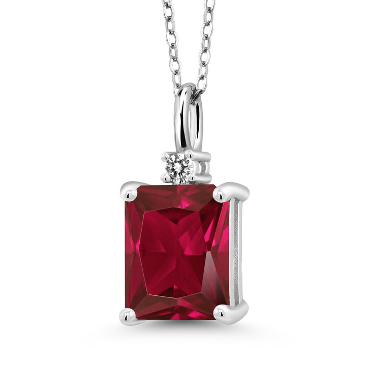 Created Ruby - July_925 Sterling Silver_Pendant in 925 Sterling Silver