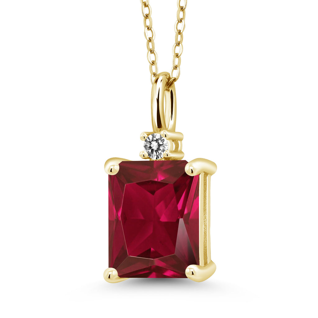 Created Ruby - July_925 Yellow Gold Plated Silver_Pendant in 925 Yellow Gold Plated Silver