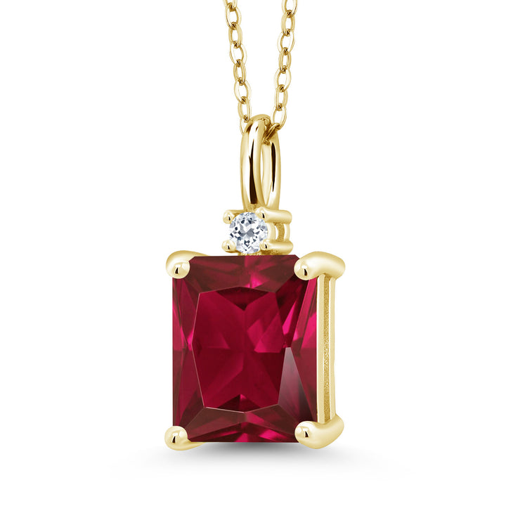 Created Ruby - July_925 Yellow Gold Plated Silver_Pendant in 925 Yellow Gold Plated Silver