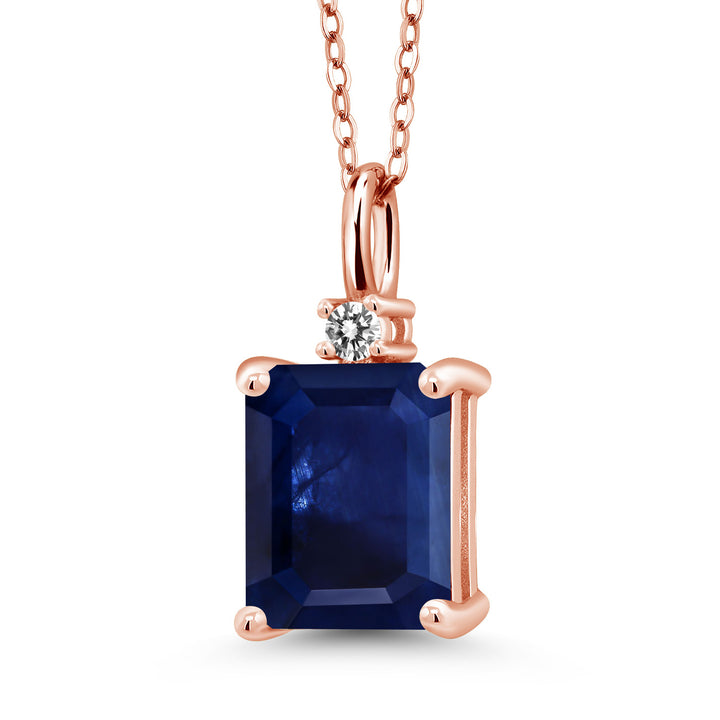 Blue Sapphire - September_925 Rose Gold Plated Silver_Pendant in 925 Rose Gold Plated Silver