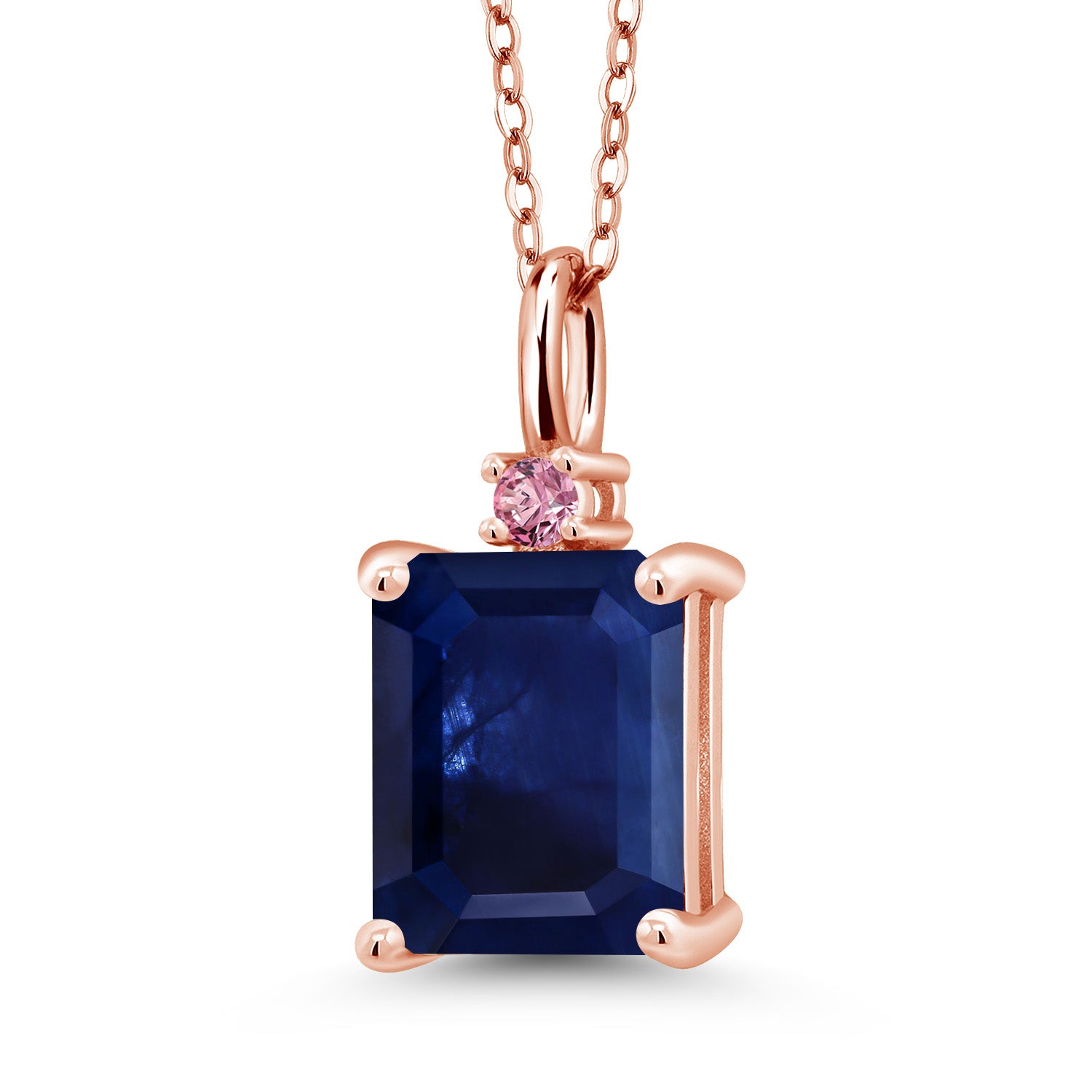 Blue Sapphire - September_925 Rose Gold Plated Silver_Pendant in 925 Rose Gold Plated Silver
