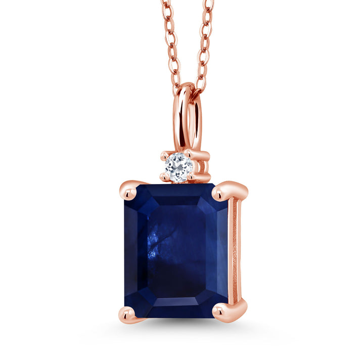 Blue Sapphire - September_925 Rose Gold Plated Silver_Pendant in 925 Rose Gold Plated Silver
