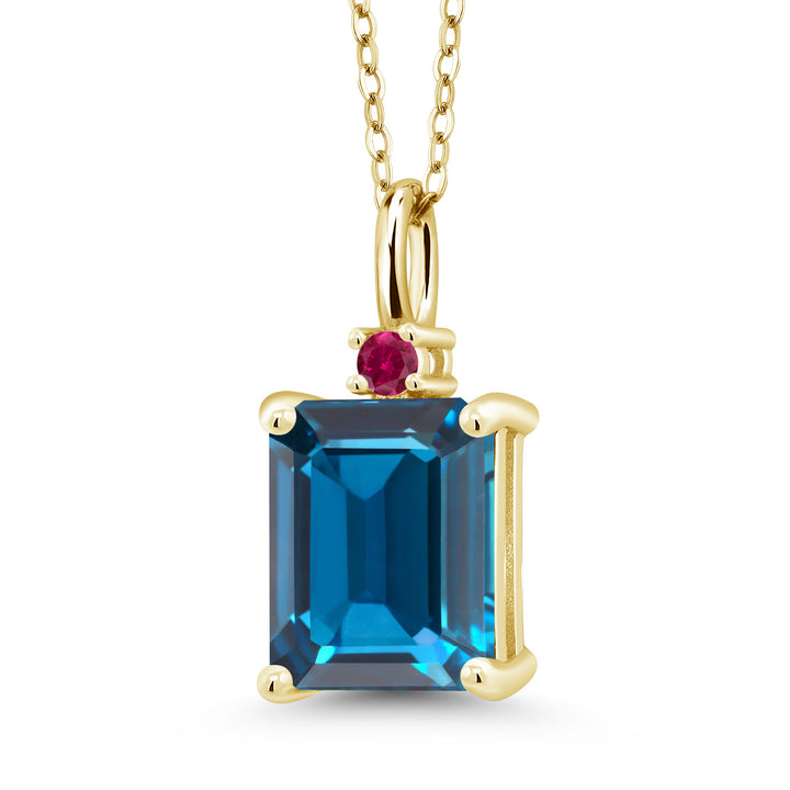 London Blue Topaz - November_925 Yellow Gold Plated Silver_Pendant in 925 Yellow Gold Plated Silver