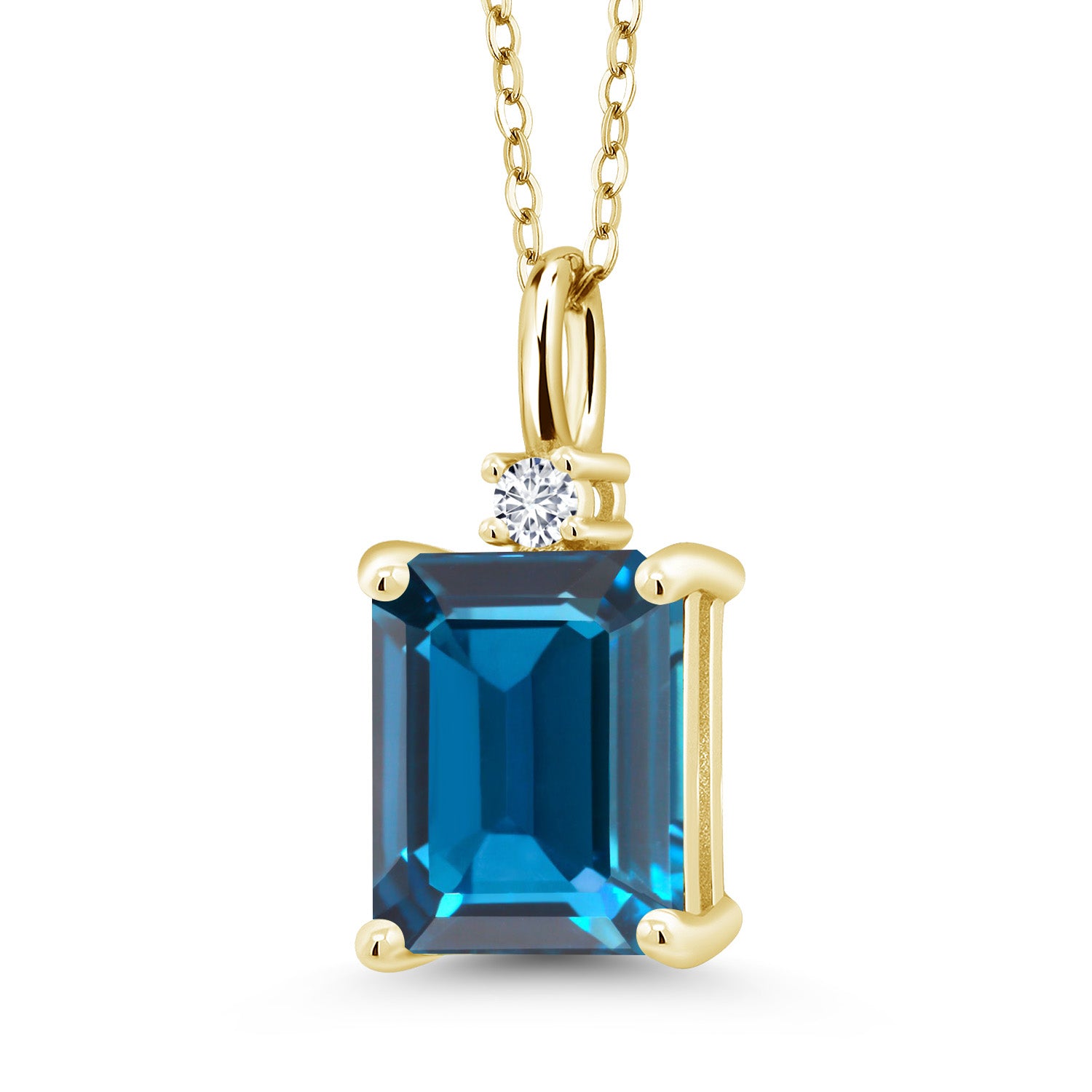 London Blue Topaz - November_925 Yellow Gold Plated Silver_Pendant in 925 Yellow Gold Plated Silver