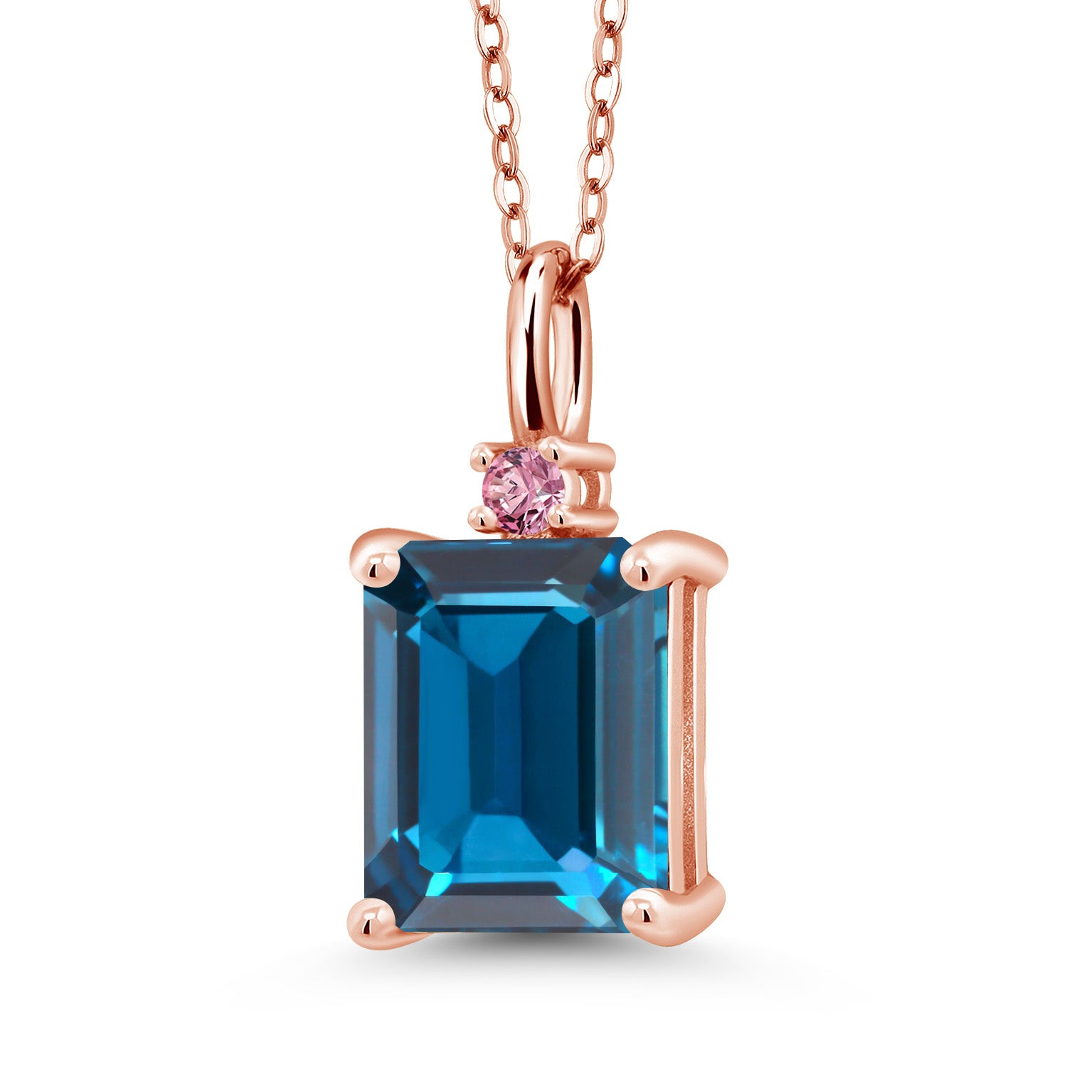 London Blue Topaz - November_925 Rose Gold Plated Silver_Pendant in 925 Rose Gold Plated Silver